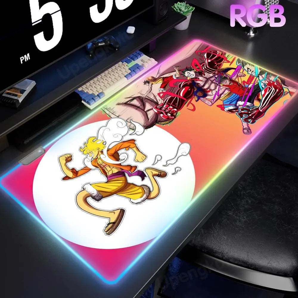O_One P_Piece High-End E-Sports Mouse Pad Mouse Pad RGB Mouse Pad LED Pc Large Student Writing Pad Gamer Luminous Desk Mat