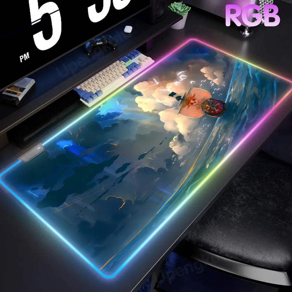 O_One P_Piece High-End E-Sports Mouse Pad Mouse Pad RGB Mouse Pad LED Pc Large Student Writing Pad Gamer Luminous Desk Mat
