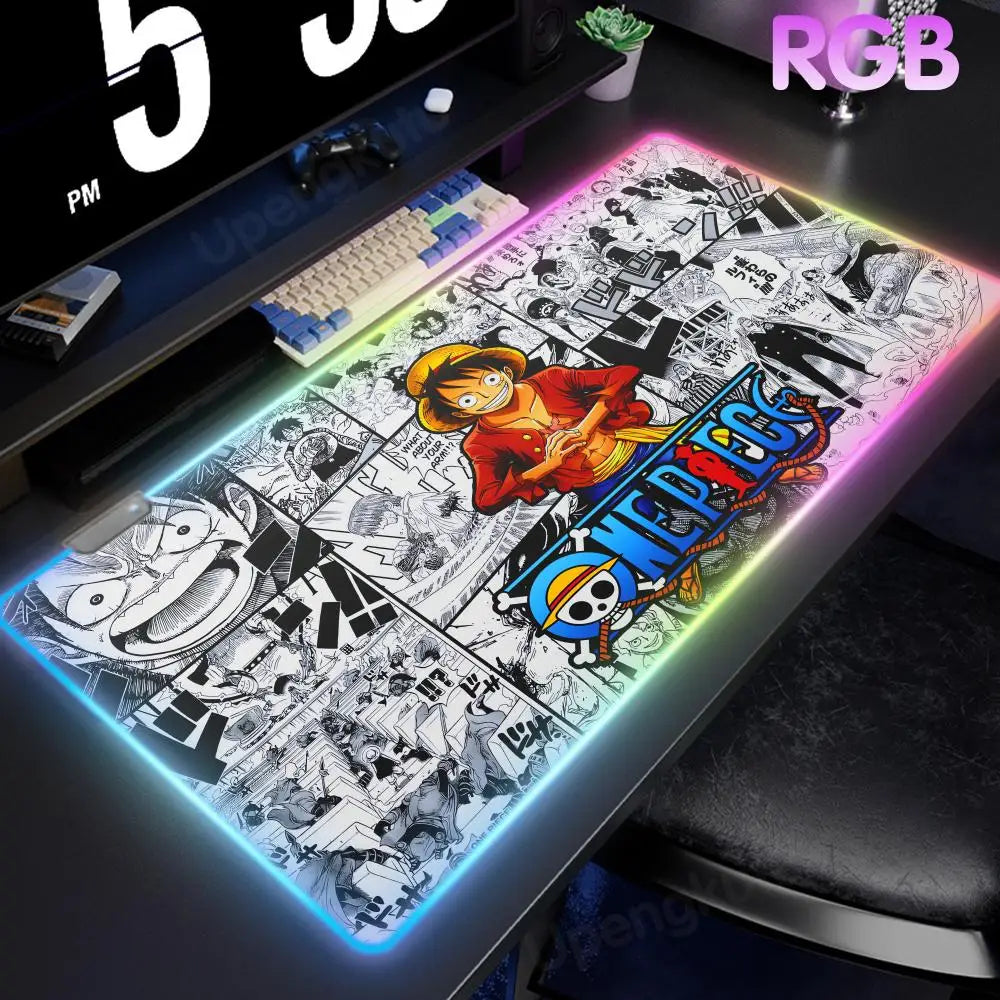 O_One P_Piece High-End E-Sports Mouse Pad Mouse Pad RGB Mouse Pad LED Pc Large Student Writing Pad Gamer Luminous Desk Mat