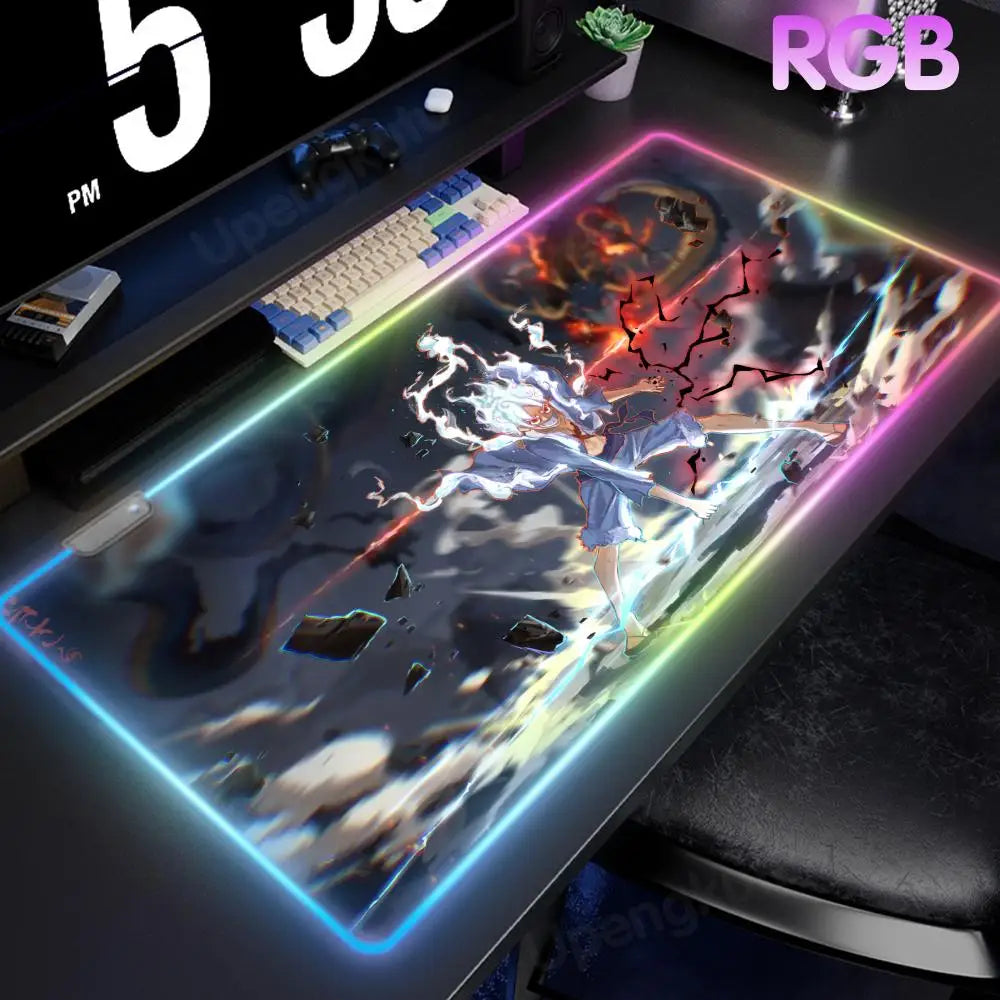 O_One P_Piece High-End E-Sports Mouse Pad Mouse Pad RGB Mouse Pad LED Pc Large Student Writing Pad Gamer Luminous Desk Mat