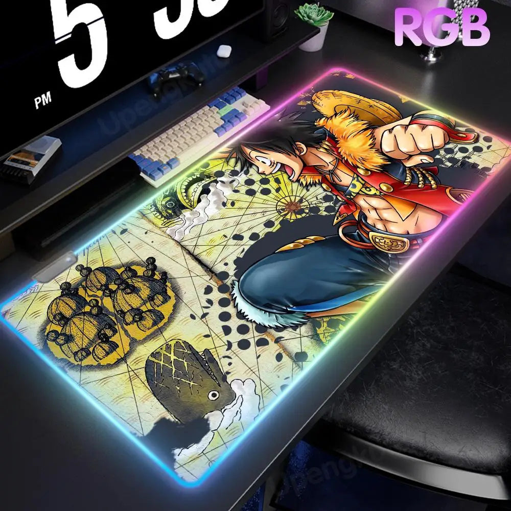 O_One P_Piece High-End E-Sports Mouse Pad Mouse Pad RGB Mouse Pad LED Pc Large Student Writing Pad Gamer Luminous Desk Mat