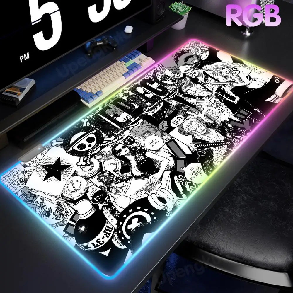 O_One P_Piece High-End E-Sports Mouse Pad Mouse Pad RGB Mouse Pad LED Pc Large Student Writing Pad Gamer Luminous Desk Mat