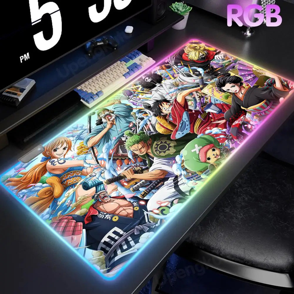 O_One P_Piece High-End E-Sports Mouse Pad Mouse Pad RGB Mouse Pad LED Pc Large Student Writing Pad Gamer Luminous Desk Mat