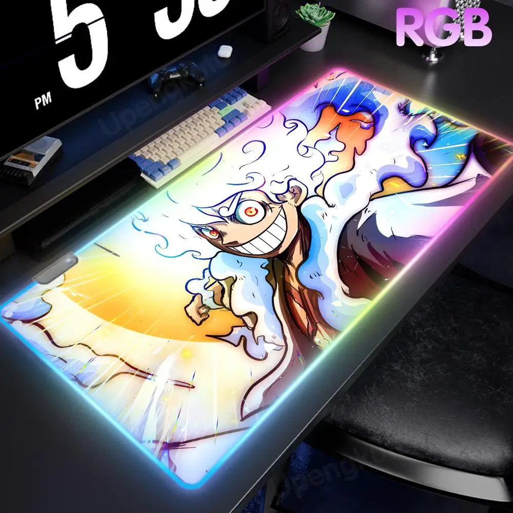 O_One P_Piece High-End E-Sports Mouse Pad Mouse Pad RGB Mouse Pad LED Pc Large Student Writing Pad Gamer Luminous Desk Mat