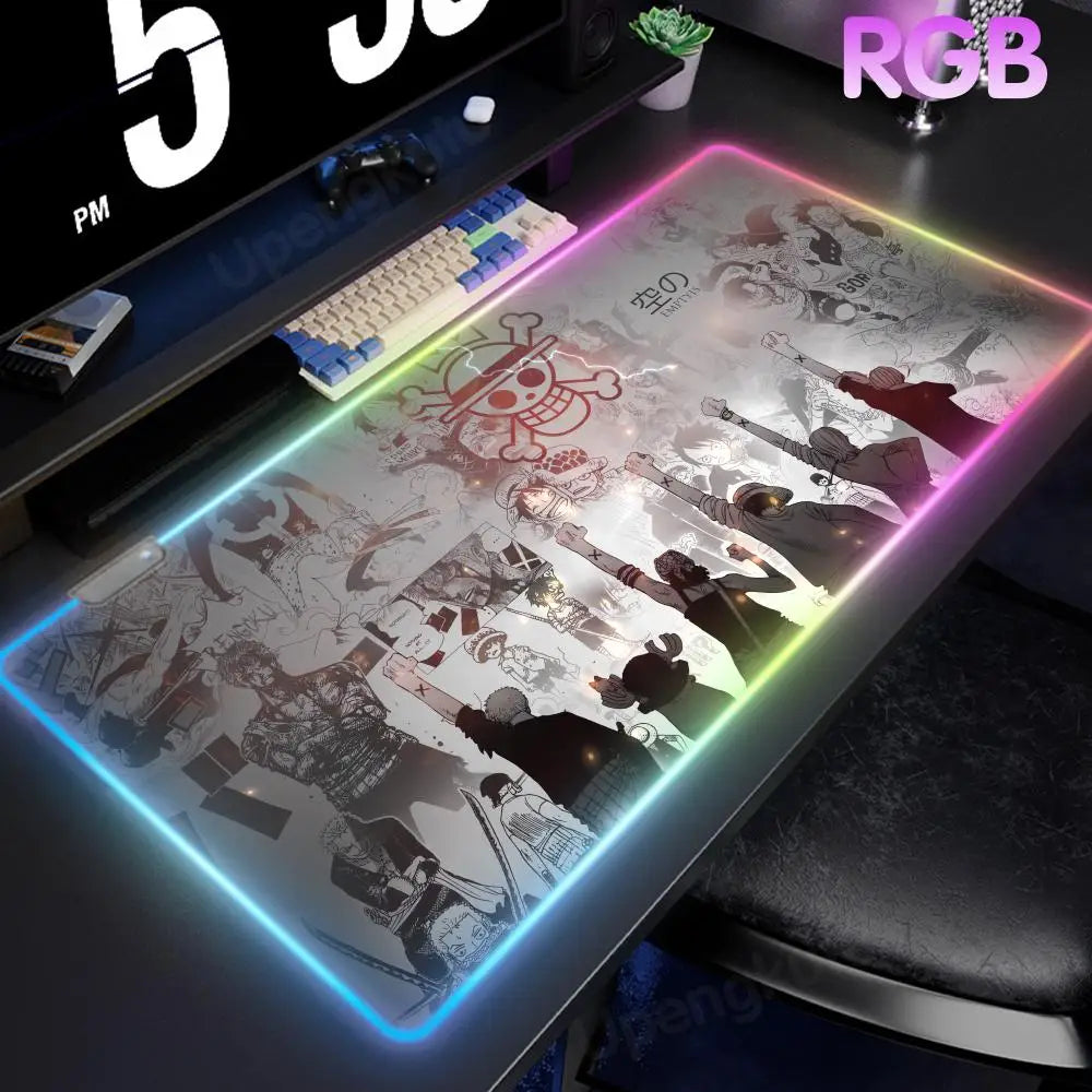 O_One P_Piece High-End E-Sports Mouse Pad Mouse Pad RGB Mouse Pad LED Pc Large Student Writing Pad Gamer Luminous Desk Mat