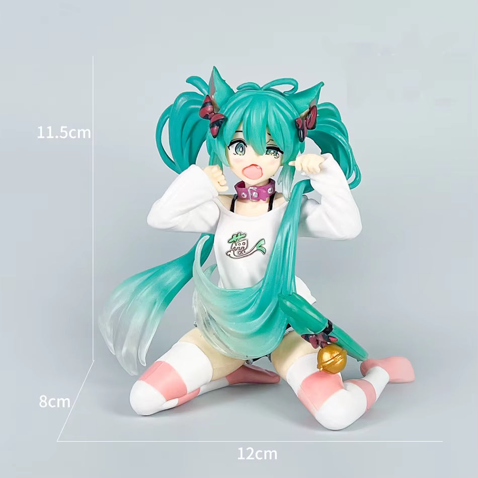Hatsune Miku Desktop Cute Action Figure 11Cm Neko T-Shirt Ver. Anime Figurine Kawaii Girl Model Toy Gift