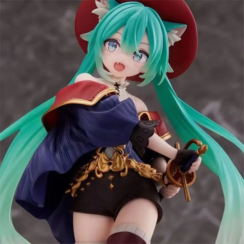 Hatsune Miku Desktop Cute Action Figure 11Cm Neko T-Shirt Ver. Anime Figurine Kawaii Girl Model Toy Gift