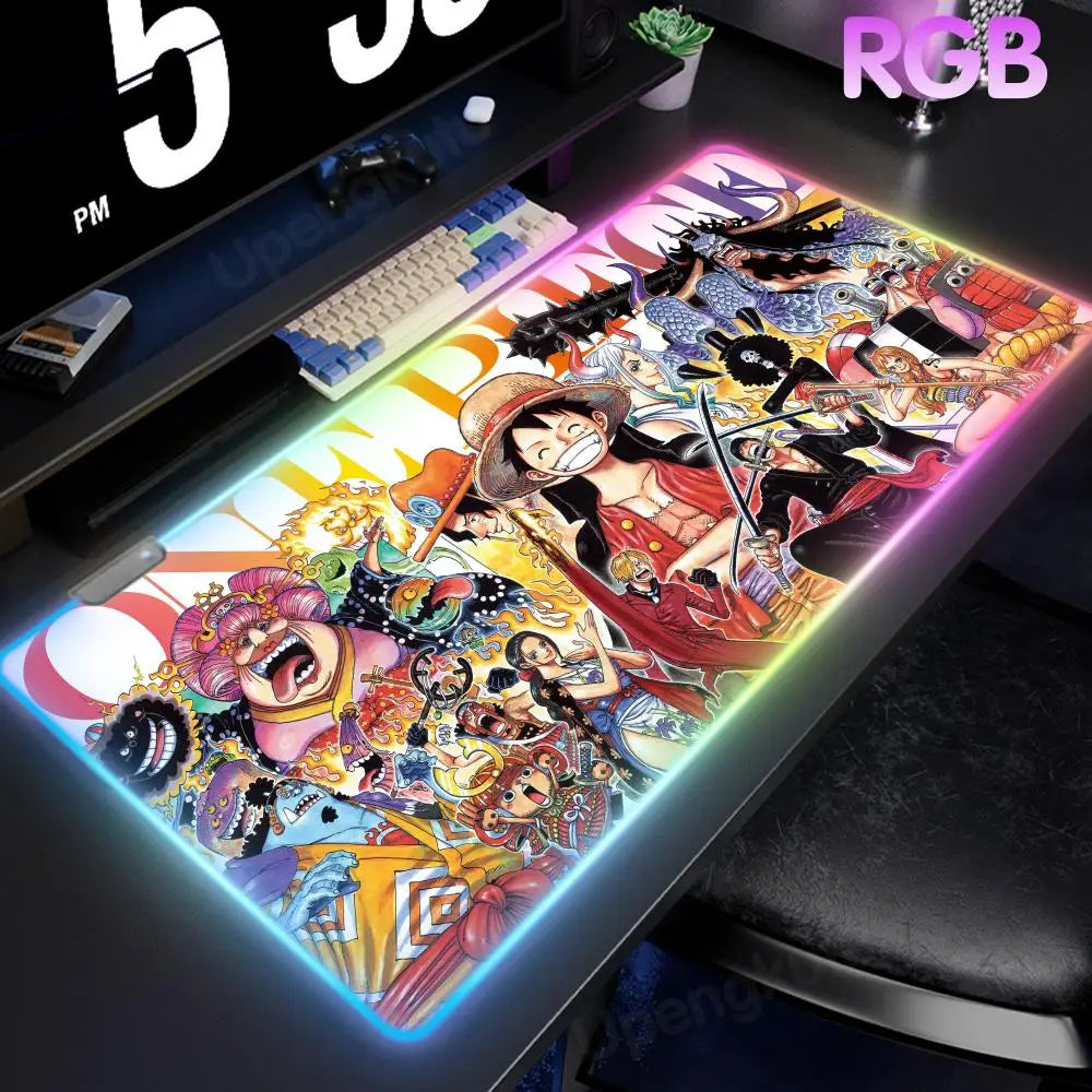 O_One P_Piece High-End E-Sports Mouse Pad Mouse Pad RGB Mouse Pad LED Pc Large Student Writing Pad Gamer Luminous Desk Mat