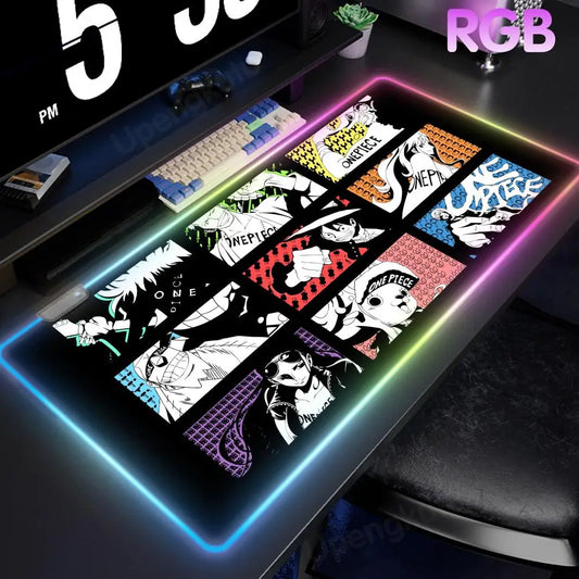 O_One P_Piece High-End E-Sports Mouse Pad Mouse Pad RGB Mouse Pad LED Pc Large Student Writing Pad Gamer Luminous Desk Mat